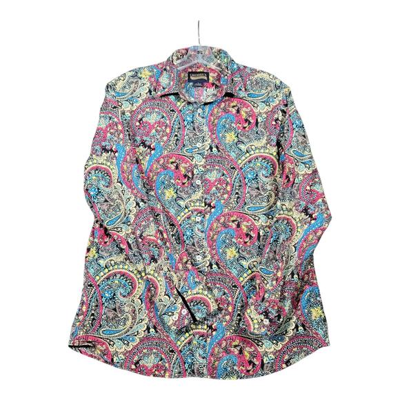 Chaminoux Men’s Paisley Button Down Long Sleeve Retro Boho Festival Top Sz L - Picture 3 of 10